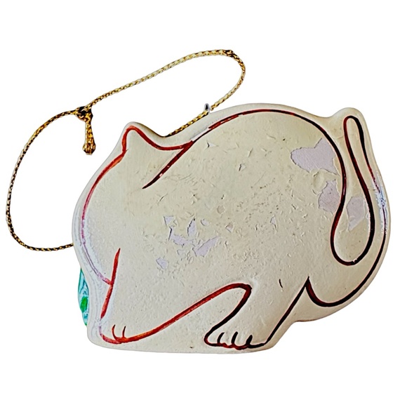 ENESCO Vintage Ceramic Christmas Kitten Ornament (pair of 2) Cream Hand Painted - Picture 7 of 8